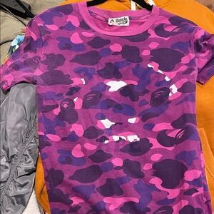 A Bathing Ape Men Camo Tee - Purple and Pink